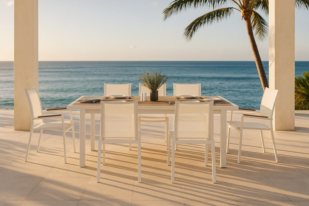 Nizuc - Outdoor Patio Dining Chair With White Frame (Set of 2) - Simple Home Plus