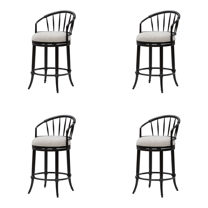 Luther - Commercial Grade Steel Frame Fabric Upholstered Swivel Counter Height Barstool