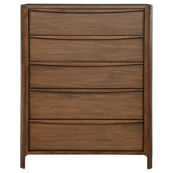 Maderia - 5-Drawer Chest Of Drawers - Walnut - Simple Home Plus