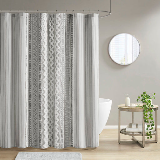 Imani - Printed Shower Curtain With - Gray - Simple Home Plus