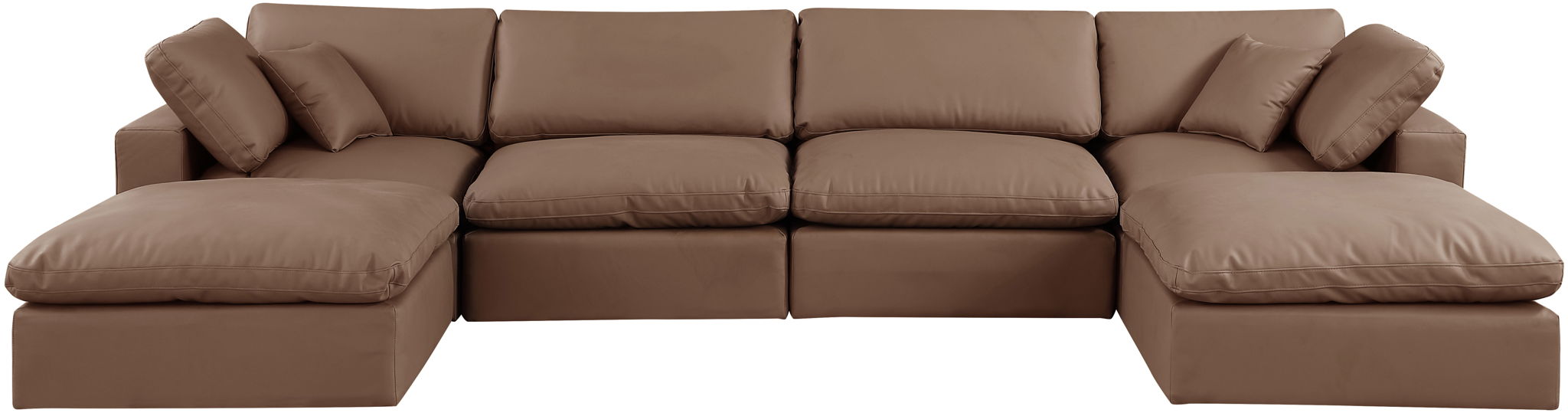 Comfy - 6 Piece Faux Leather Modular Double Chaise Sectional - Simple Home Plus