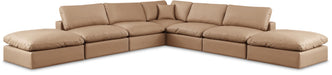 Comfy - 7 Piece Faux Leather Modular Corner Sectional - Tan - Simple Home Plus
