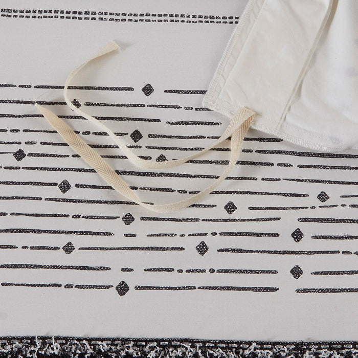 Nea - Printed Duvet Cover Set With Trims - Black / White - Simple Home Plus