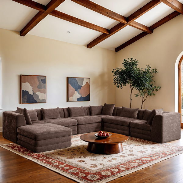 Stellar - 7 Piece Chenille Fabric Upholstered Modular Sectional