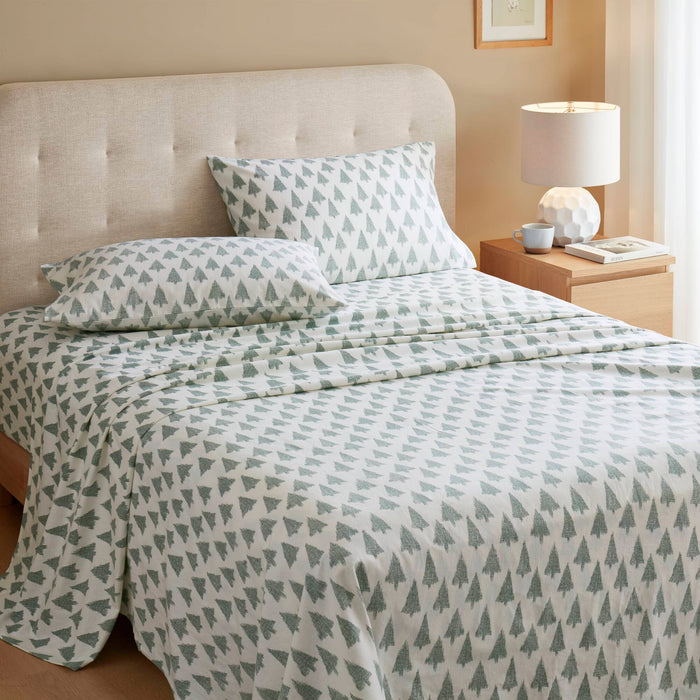 Cozy Cotton Flannel - King Printed Sheet Set - Ikat Tree