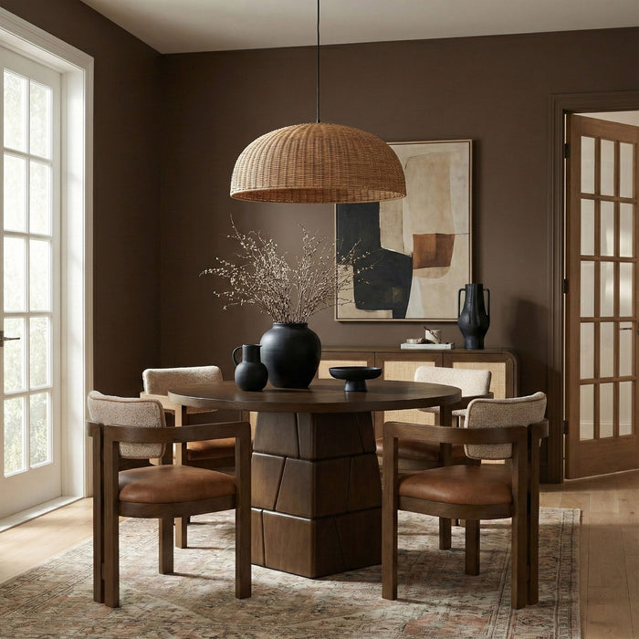 Tavio - 48" Oak Veneer And Solid Wood Dining Table - Simple Home Plus