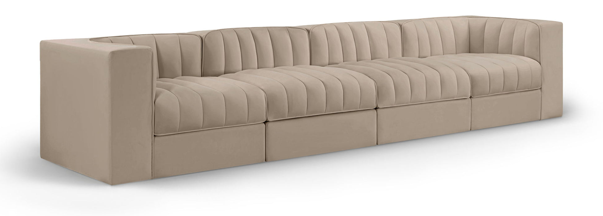 Rummi - Velvet Performance Fabric Upholstered 4 Piece Modular Sofa - Simple Home Plus
