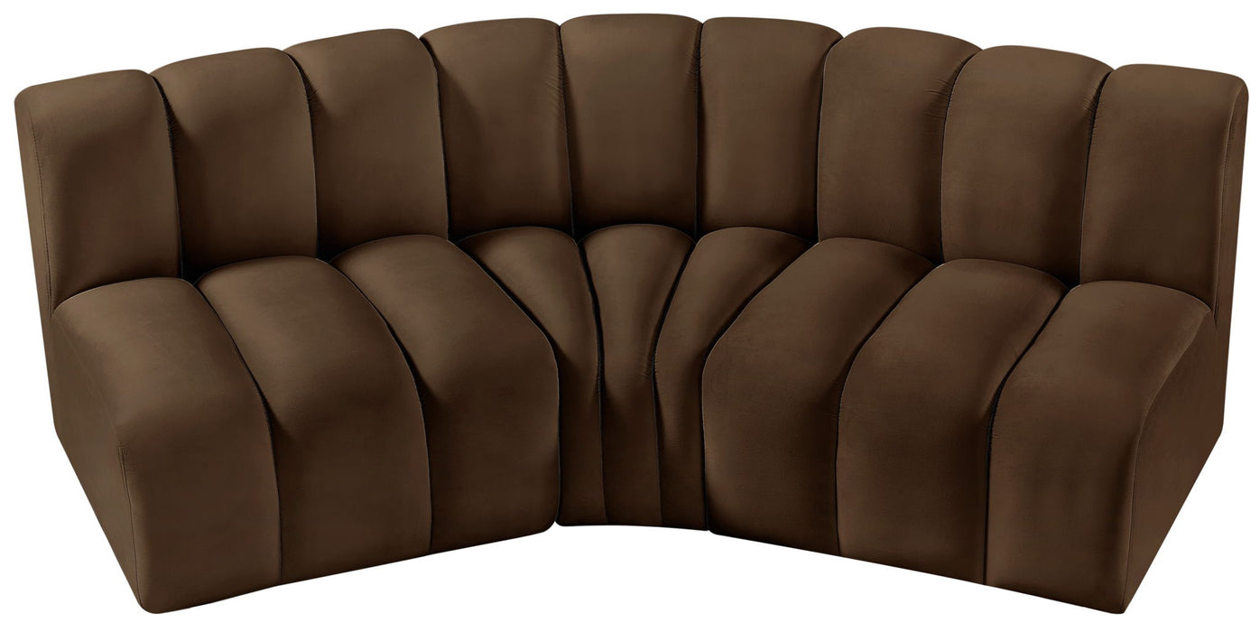 Arc - Velvet 3 Piece Modular Corner Sofa - Simple Home Plus