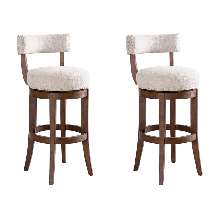 Mystic - Solid Wood Upholstered 30" Bar Height Swivel Barstool - Simple Home Plus