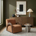 Neria - Chenille Fabric Upholstered Swivel Accent Chair - Painted Brown Base - Simple Home Plus