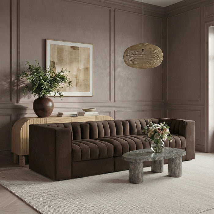 Rummi - Velvet Performance Fabric Upholstered 3 Piece Modular Sofa - Simple Home Plus