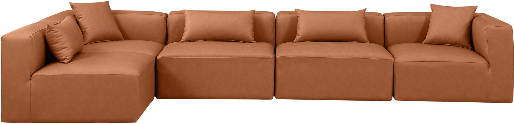 Cube - 5 Piece Modular Sectional - Cognac - Simple Home Plus