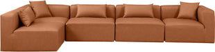 Cube - 5 Piece Modular Sectional - Cognac - Simple Home Plus