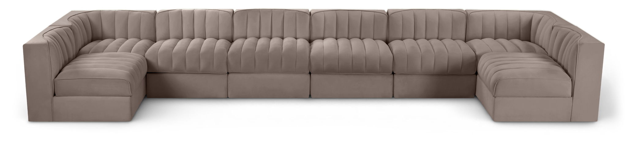 Rummi - Velvet Performance Fabric Upholstered 8 Piece Modular Sectional (With 2 Corner Chairs) - Simple Home Plus