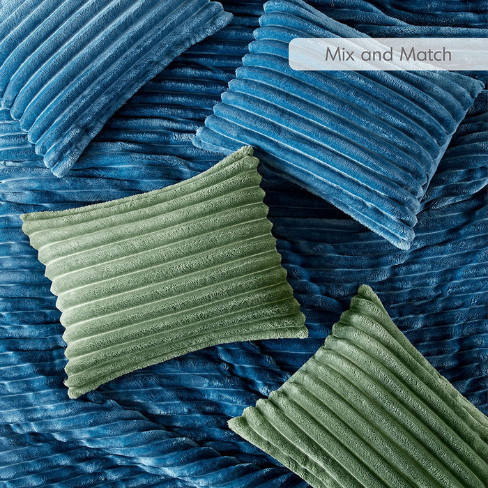 Avril - Full/Queen Fluffy Ribbed Plush Comforter Set - Green - Simple Home Plus