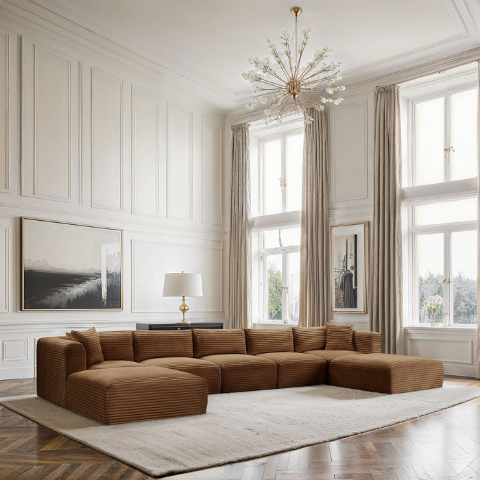 Shaggy - Fabric 7 Piece Modular Sectional With 2 Ottomans - Simple Home Plus