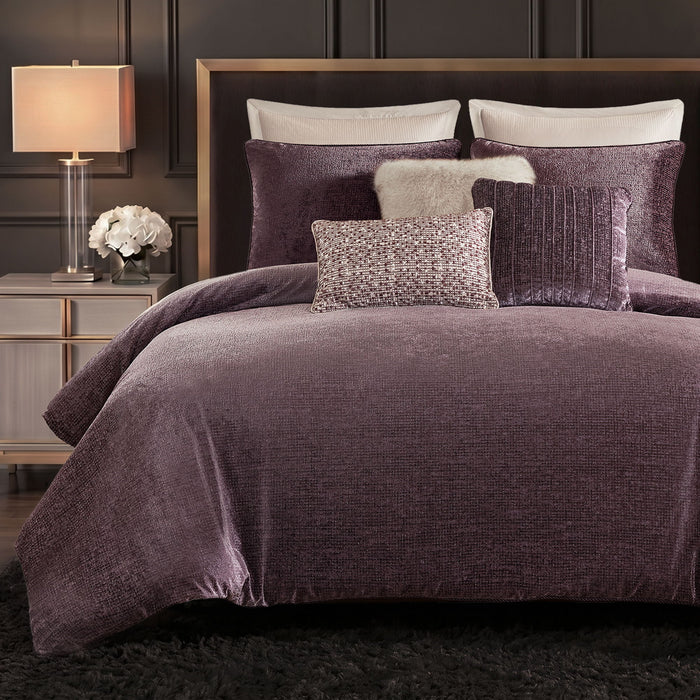 Sterling - 9 Piece King Embroidery Oversized Duvet Style Comforter Set - Mauve