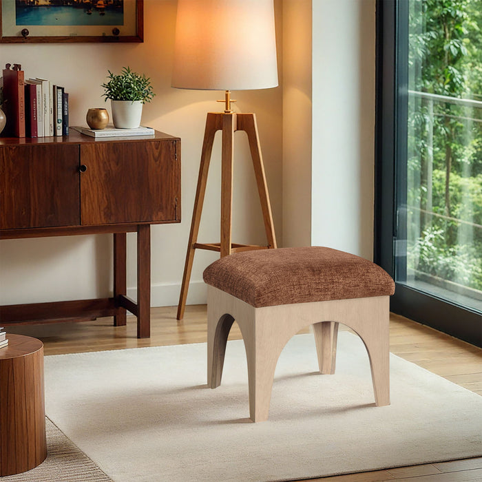 Lawson - Chenille Fabric Ottoman - Natural Base - Simple Home Plus