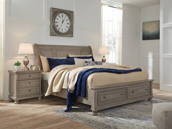Lettner - Queen Rails with Roll Slats - Light Gray - Simple Home Plus