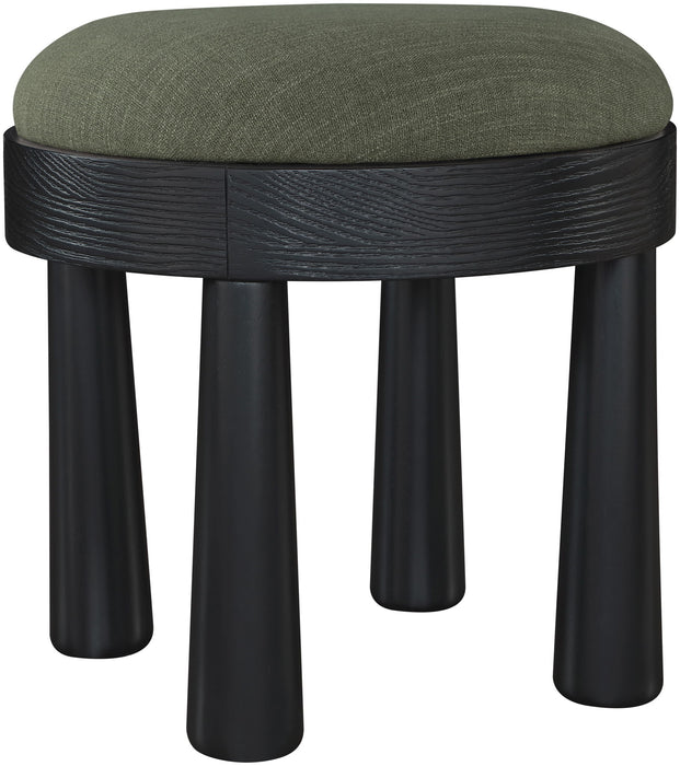 Larea - Linen Textured Fabric Ottoman - Black Base - Simple Home Plus
