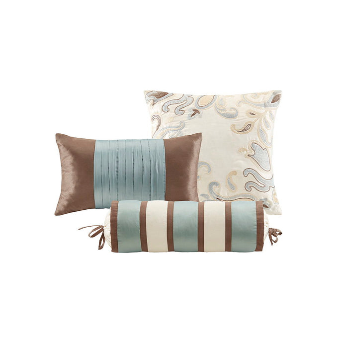 Aubrey - 6 Piece Duvet Cover Set - Blue / Brown - Simple Home Plus