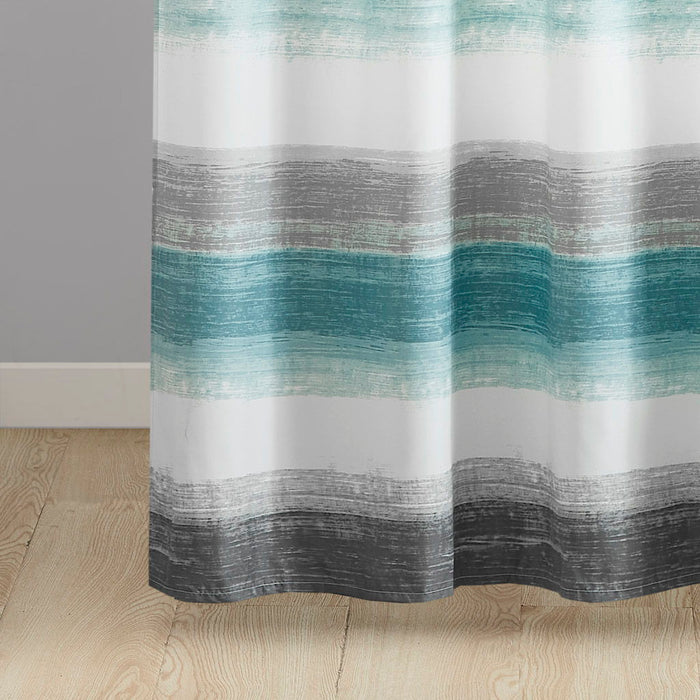 Saben - Stripe Print Shower Curtain - Aqua / Gray - Simple Home Plus