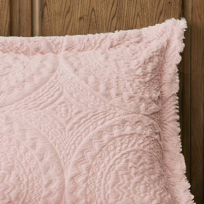 Arya - Twin Embroidered Medallion Ultra Comforter Mini Set - Blush - Simple Home Plus