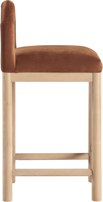 Conrad - Velvet Counter Stool With Natural Legs - Simple Home Plus