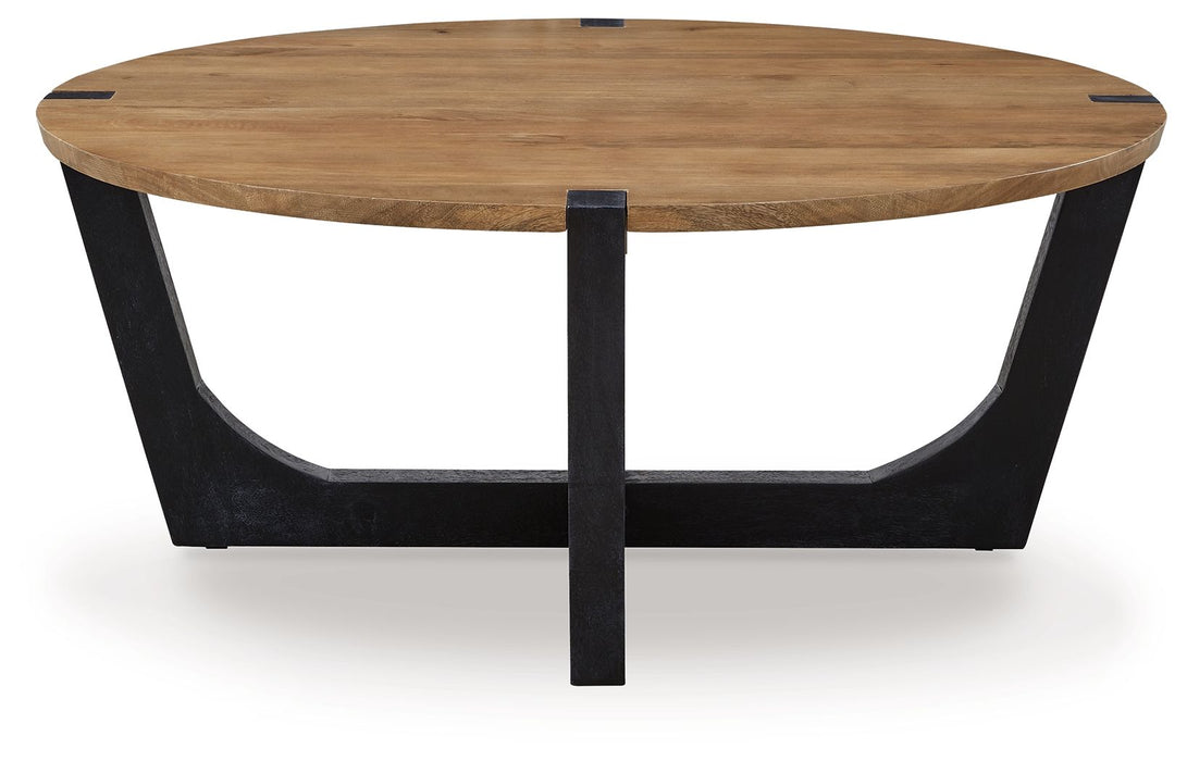 Hanneforth - Brown - Round Cocktail Table - Simple Home Plus