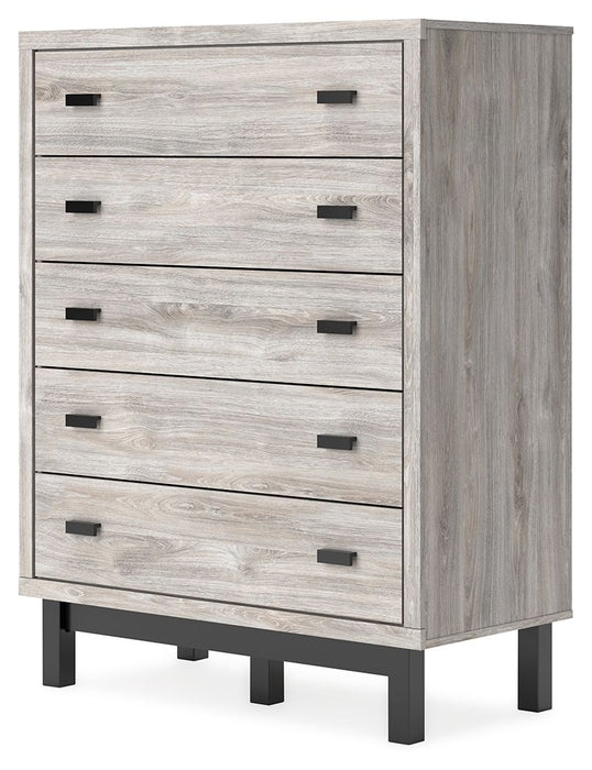Vessalli - Black / Gray - Five Drawer Wide Chest - Simple Home Plus
