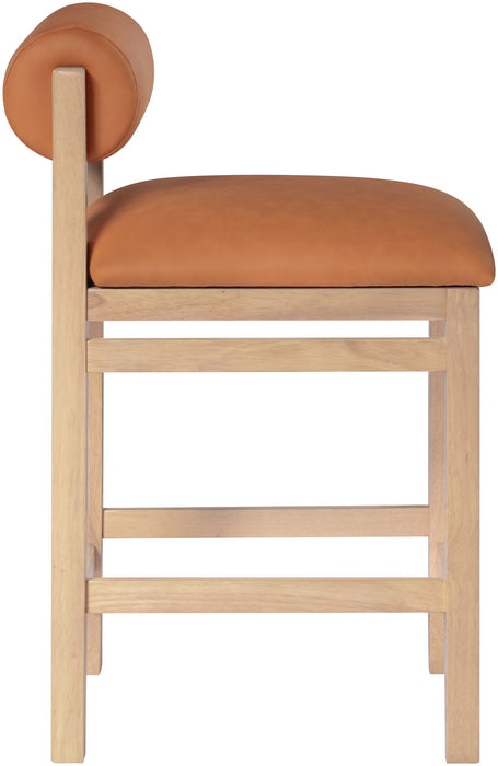Roundhill - Faux Leather Counter Stool - Natural Frame - Simple Home Plus