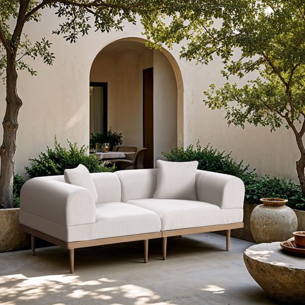Laguna - 2 Piece Resilient Water Resistant Fabric 71" Upholstered Outdoor Patio Modular Loveseat