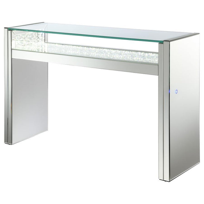Edna - Mirrored Acrylic Console Table LED Lighting - Silver - Simple Home Plus