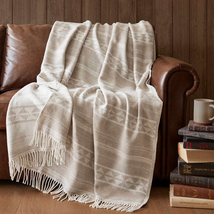 Alberta - Cotton Blend Throw - Ivory Stripe - Simple Home Plus
