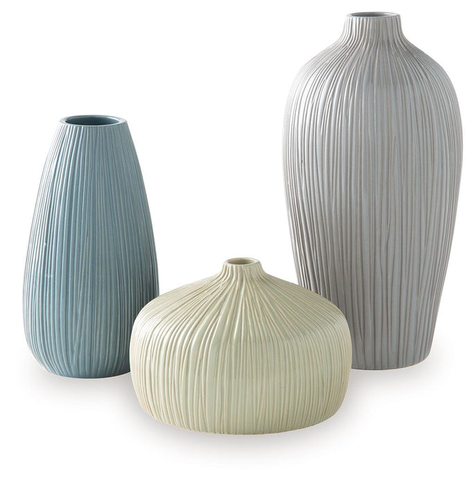 Eiderman - Vase Set (Set of 3) - Gray / Blue / Green - Simple Home Plus