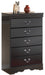 Huey Vineyard - Black - Five Drawer Chest - Simple Home Plus