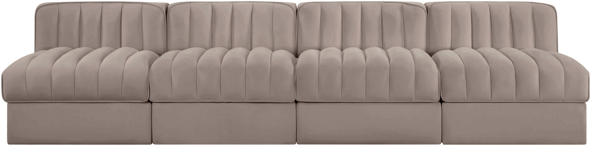 Rummi - Armless Velvet Performance Fabric Upholstered 4 Piece Modular Sofa - Simple Home Plus