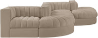 Rummi - Rounded Velvet Performance Fabric Upholstered 6 Piece Modular Sectional - Simple Home Plus