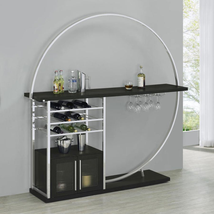 Risley - 2-Door Circular LED Home Bar With Wine Storage - Simple Home Plus