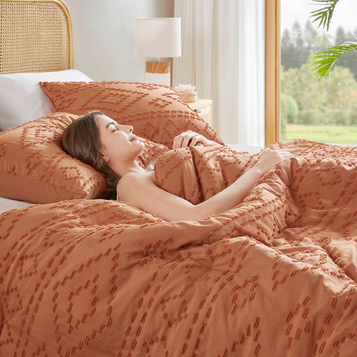 Gigi - Full/Queen Comforter Mini Set - Terracotta - Simple Home Plus