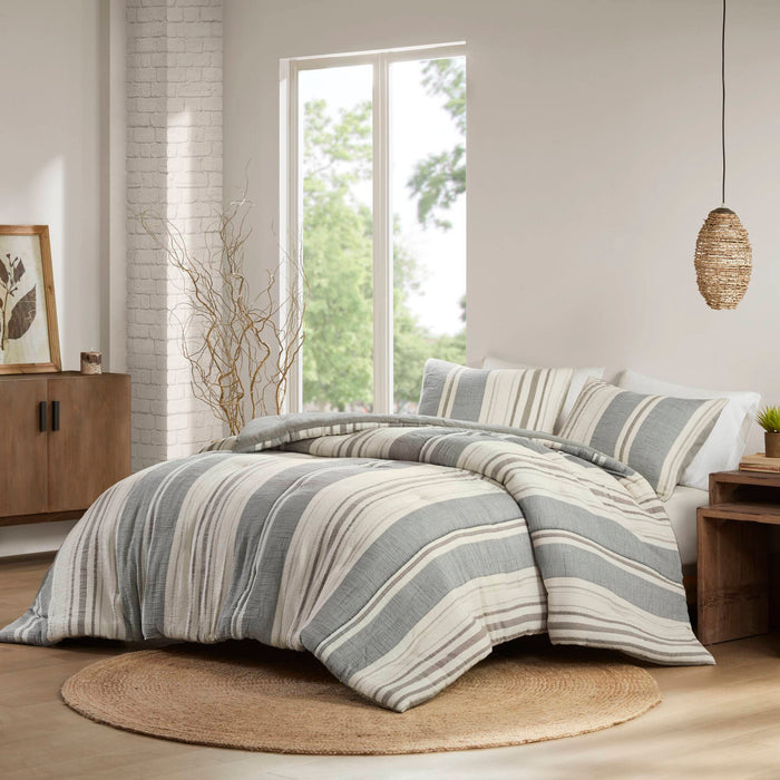 Mesa - 3 Piece Full/Queen Comforter Set - Gray - Simple Home Plus