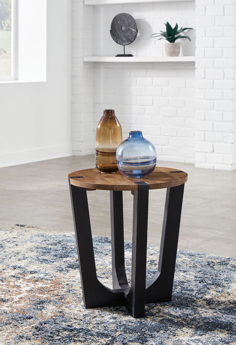 Hanneforth - Round End Table - Brown - Simple Home Plus