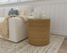 Halden - Round Woven Seagrass Accent Side Table - Light Brown - Simple Home Plus