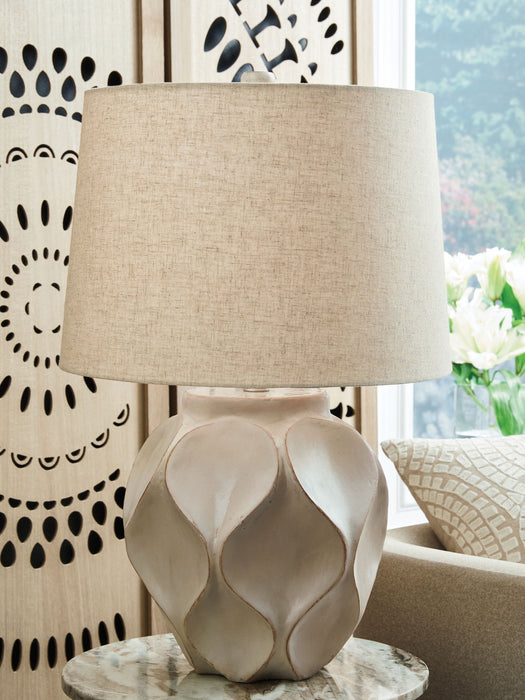Edselham - Distressed Cream - Paper Table Lamp - Simple Home Plus