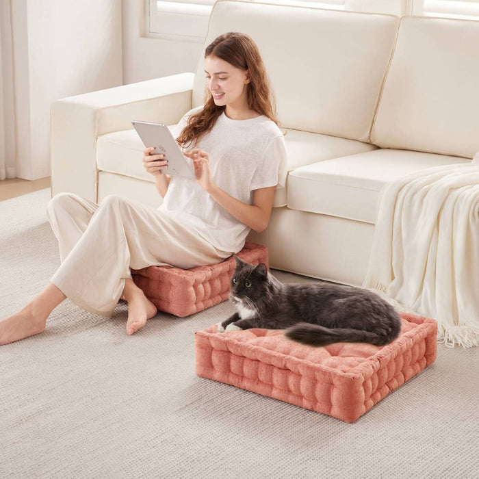 Azza - Poly Square Floor Pillow Cushion - Dusty Peach