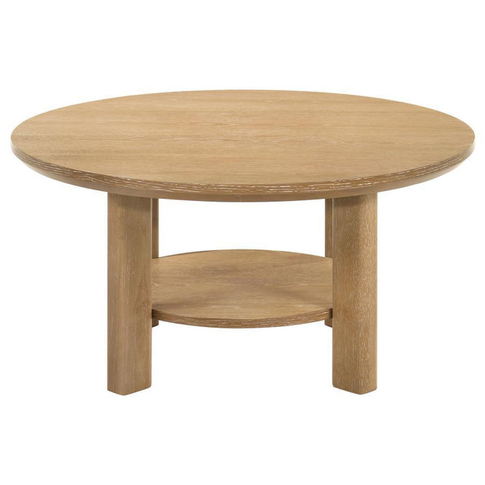 Ottowa - Round Wood Table With Shelf - Simple Home Plus