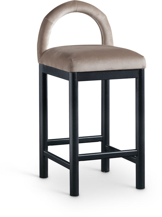 Conrad - Velvet Counter Stool With Black Legs - Simple Home Plus