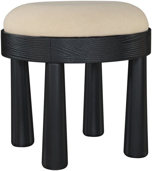 Larea - Linen Textured Fabric Ottoman - Black Base - Simple Home Plus