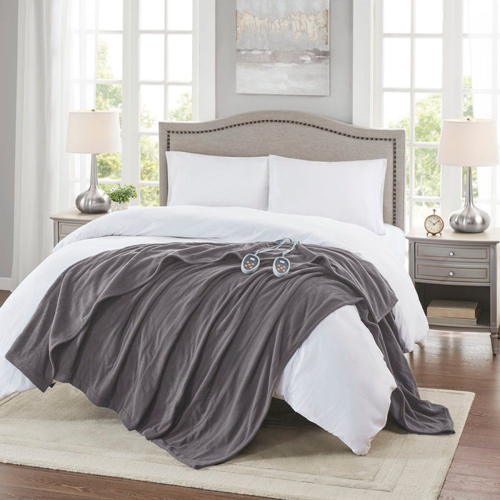 Electric Micro Fleece - Heated Blanket - Gray - Simple Home Plus