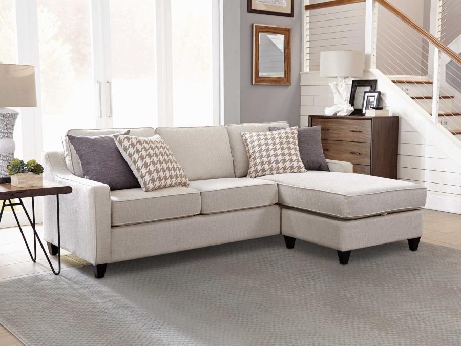 Mcloughlin - Upholstered Sloped Arm Sectional Sofa - Platinum - Simple Home Plus